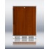 SWC6WLFR Commercially approved solid door wine cellar for freestanding use, with stainless steel door frame for slide-in panels, white cabinet, and front lock
