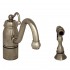 WHI-3-3165-SPR-C-PN Beluga single handle faucet with traditional curved swivel spout, curved handle and solid brass side spray
