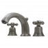 WHI-514.161WS-BN Blairhaus McKinley widespread lavatory faucet with smooth lined arcing spout, bell-shaped cross handles