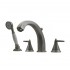WHI-514.453TF-BN Blairhaus Monroe deck mount tub filler set with smooth lined arcing spout, octagon-shaped lever handles, beveled escutcheons, hand held shower with white accents & built-in diverter