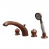 WHI-614.423TF-ACO Blairhaus Washington deck mount tub filler set with smooth arcing spout, crown-shaped turn handles, smooth escutcheons, hand held shower with white accents and built-in diverter