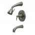 WHI-614.835PR-BN Blairhaus Adams pressure balance valve with showerhead, tub spout with pull down diverter and bell-shaped lever handle