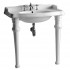 WHI-AR864-GB001 China Series large rectangular china console with oval bowl, backsplash, ceramic leg supports and chrome overflow