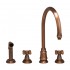 WHI-WH13664-ACO Evolution widespread mixer with gooseneck swivel spout, cross style handles and solid brass side spray