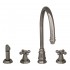 WHI-WH13664-C Evolution widespread mixer with gooseneck swivel spout, cross style handles and solid brass side spray