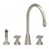 WHI-WH13664-SP Evolution widespread mixer with gooseneck swivel spout, cross style handles and solid brass side spray