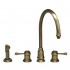 WHI-WH15664-AB Evolution widespread mixer with gooseneck swivel spout, lever style handles and solid brass side spray