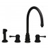 WHI-WH15664-WCO Evolution widespread mixer with gooseneck swivel spout, lever style handles and solid brass side spray