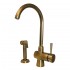 WHI-WH16666-AB Evolution arcade single lever mixer with gooseneck swivel spout and a fluted solid brass side spray