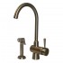 WHI-WH16666-BN Evolution arcade single lever mixer with gooseneck swivel spout and a fluted solid brass side spray