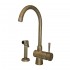 WHI-WH16666-SB Evolution arcade single lever mixer with gooseneck swivel spout and a fluted solid brass side spray