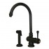 WHI-WH17666-WB Evolution colonial style single lever mixer with gooseneck swivel spout and fluted solid brass side spray