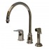 WHI-WH18664-C Evolution three hole faucet with independent single lever mixer, gooseneck swivel spout, fluted solid brass side spray
