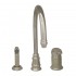 WHI-WH18664-PS Evolution three hole faucet with independent single lever mixer, gooseneck swivel spout, fluted solid brass side spray