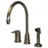 WHI-WH18664-TI Evolution three hole faucet with independent single lever mixer, gooseneck swivel spout, fluted solid brass side spray