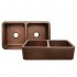 WHI-WH3621COFCD-HAMMERED COPPER Copperhaus rectangular double bowl undermount sink with hammered front apron