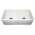 WHI-WH3719-WHITE Duet reversible double bowl fireclay sink with smooth front apron