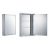 WHI-WHCAR-35 Single two sided mirrored door medicine cabinet with two adjustable glass shelves and mirror faced back wall.