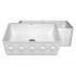WHI-WHFLDI3018-WHITE Diamondhaus Reversible Series fireclay sink with a diamon design front apron on one side, and a fluted front apron on the opposite side