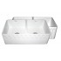 WHI-WHFLATN3318-WHITE Reversible series double bowl fireclay sink with Athinahaus front apron one side and fluted front apron on other