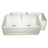 WHI-WHFLCON3318-BISCUIT Reversible series double bowl fireclay sink with Concave front apron one side and fluted front apron on other