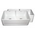 WHI-WHFLCON3318-WHITE Reversible series double bowl fireclay sink with Concave front apron one side and fluted front apron on other