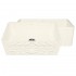 WHI-WHFLGO3018-BISCUIT Gothichaus Reversible Series fireclay sink with a gothic swirl design front apron on one side, and a fluted front apron on the opposite side.