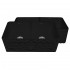 WHI-WHFLGO3318-BLACK Gothichaus Reversible Series fireclay double bowl sink with a gothic swirl design front apron on one side, and a fluted front apron on the opposite side.
