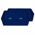 WHI-WHFLGO3318-BLUE Gothichaus Reversible Series fireclay double bowl sink with a gothic swirl design front apron on one side, and a fluted front apron on the opposite side.