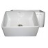 WHI-WHFLPLN2418-WHITE Reversible series fireclay sink with smooth front apron one side and fluted front apron on opposite side