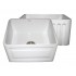 WHI-WHFLRPL2018-WHITE Reversible series fireclay sink with Raised Panel front apron on one side and fluted front apron on other