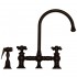 WHI-WHKBCR3-9101-MB Vintage III bridge faucet with long gooseneck swivel spout, cross handles and solid brass side spray