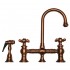 WHI-WHKBCR3-9106-ACO Vintage III entertainment/prep bridge faucet with short gooseneck swivel spout, cross handles and solid brass side spray