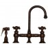 WHI-WHKBCR3-9106-MB Vintage III entertainment/prep bridge faucet with short gooseneck swivel spout, cross handles and solid brass side spray