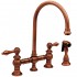 WHI-WHKBLV3-9101-ACO Vintage III bridge faucet with long gooseneck swivel spout, lever handles and solid brass side spray