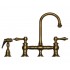 WHI-WHKBLV3-9106-AB Vintage III entertainment/prep bridge faucet with short gooseneck swivel spout, lever handles and solid brass side spray