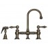 WHI-WHKBLV3-9106-BN Vintage III entertainment/prep bridge faucet with short gooseneck swivel spout, lever handles and solid brass side spray