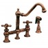 WHI-WHKBTCR3-9201-ACO Vintage III bridge faucet with long traditional swivel spout, cross handles and solid brass side spray