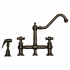WHI-WHKBTCR3-9201-P Vintage III bridge faucet with long traditional swivel spout, cross handles and solid brass side spray
