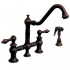 WHI-WHKBTLV3-9201-MB Vintage III bridge faucet with long traditional swivel spout, lever handles and solid brass side spray