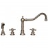 WHI-WHKCR3-4400-BN Vintage III widespread faucet with long traditional swivel spout, cross handles and solid brass side spray