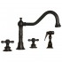 WHI-WHKCR3-4400-ORB Vintage III widespread faucet with long traditional swivel spout, cross handles and solid brass side spray