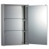 WHI-WHKEM-23 Vertical double faced mirrored door medicine cabinet with two adjustable glass shelves and mirror faced back wall.
