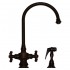 WHI-WHKSDCR3-8101-MB Vintage III dual handle faucet with long gooseneck swivel spout, cross handles and solid brass side spray