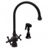 WHI-WHKSDCR3-8101-ORB Vintage III dual handle faucet with long gooseneck swivel spout, cross handles and solid brass side spray