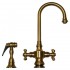 WHI-WHKSDCR3-8104-AB Vintage III dual handle entertainment/prep faucet with short gooseneck swivel spout, cross handles and solid brass side spray