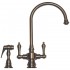 WHI-WHKSDLV3-8101-BN Vintage III dual handle faucet with long gooseneck swivel spout, lever handles and solid brass side spray