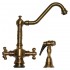 WHI-WHKSDTCR3-8201-AB Vintage III dual handle faucet with long traditional swivel spout, cross handles and solid brass side spray
