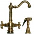 WHI-WHKSDTCR3-8204-AB Vintage III dual handle entertainment/prep faucet with short traditional swivel spout, cross handles and solid brass side spray