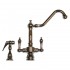 WHI-WHKSDTLV3-8201-C Vintage III dual handle faucet with long traditional swivel spout, lever handles and solid brass side spray